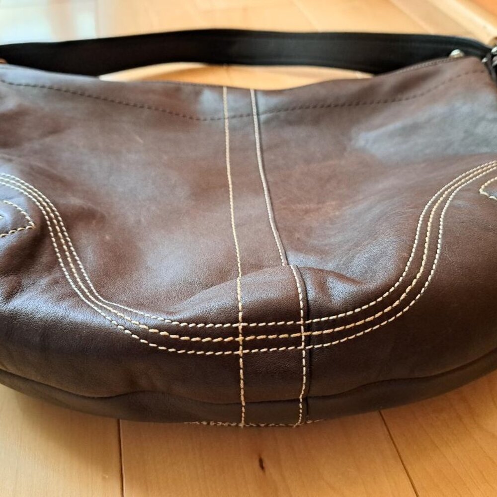 Coach Chocolate Brown Leather Hobo Shoulder Bag 8A03 - Picture 3 of 7